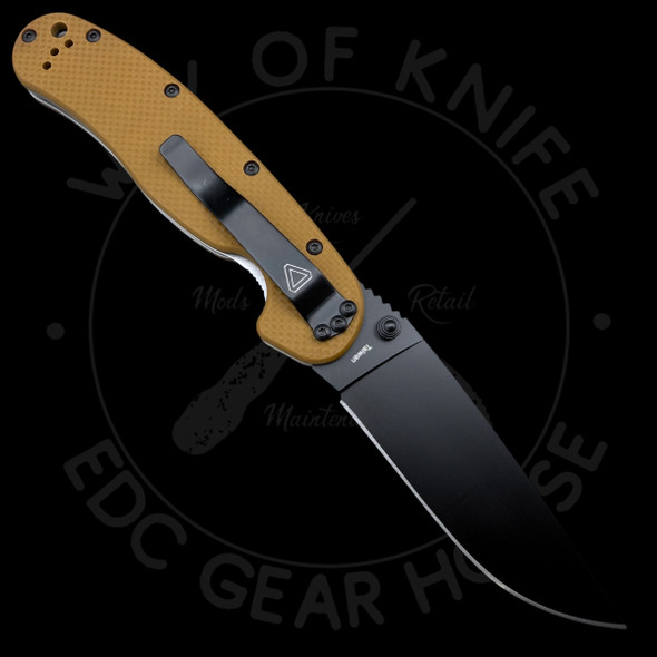 Ontario RAT Model 1A Spring Assisted Knife Coyote Brown G-10 (3.625" Satin)