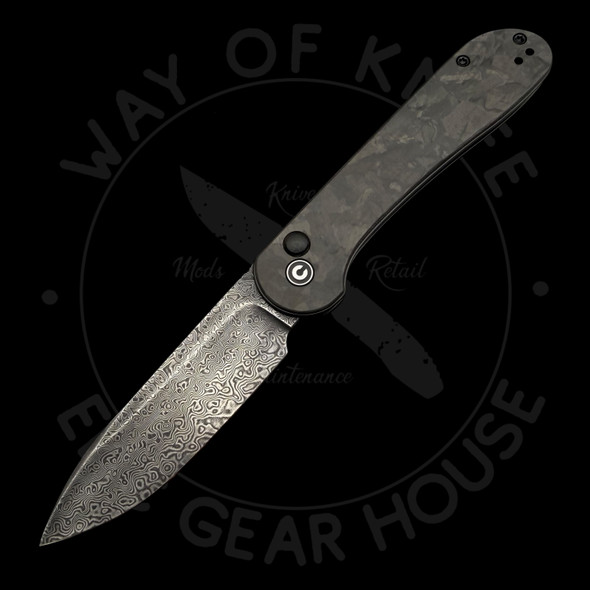 *Pre Owned* Civivi Elementum Button Lock Carbon Fiber Damascus (3.5" Black Damascus) C2103