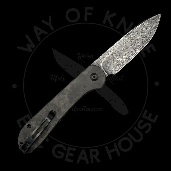 *Pre Owned* Civivi Elementum Button Lock Carbon Fiber Damascus (3.5" Black Damascus) C2103