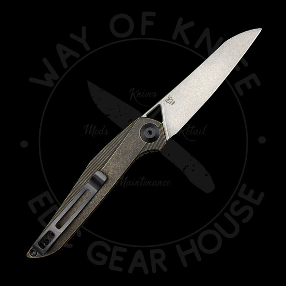 *Pre Owned* Civivi Isham Mkenna Front Flipper Brass Patina 154CM (2.87" Satin) 