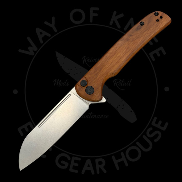 *Pre Owned* Civivi Chevalier Cuibourtia Wood Flipper Button Lock 14C28N (3.4" Stonewashed)