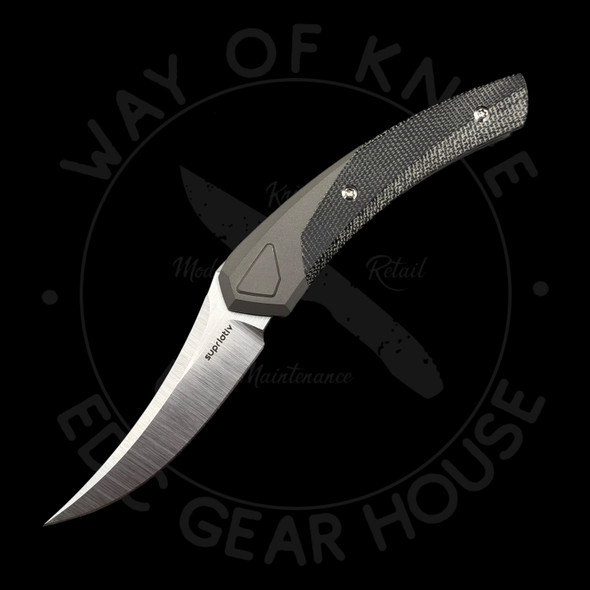 *Pre Owned* Suprlativ Piranha Titanium Black Micarta M4 (2.62" Satin)