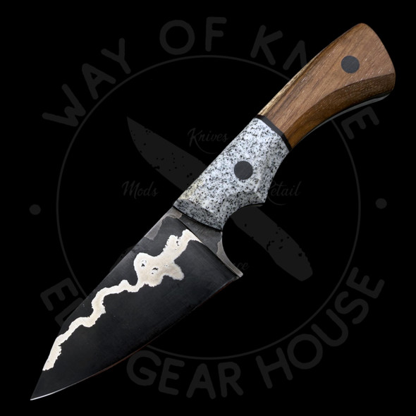 B. Kohn Nickel Beauty Fixed Blade GripTek and KOA Wood Reverse Tanto Damascus (3.25" Damascus)