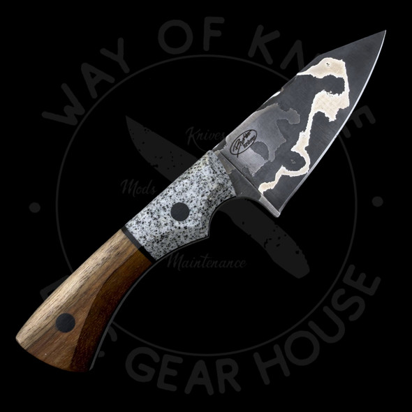 B. Kohn Nickel Beauty Fixed Blade GripTek and KOA Wood Reverse Tanto Damascus (3.25" Damascus)