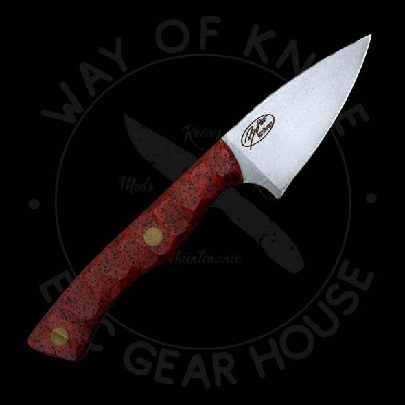 B. Kohn 'Red Raider' Fixed Blade EDC Red GripTek Nitro-V (2.5" Bead Blasted)