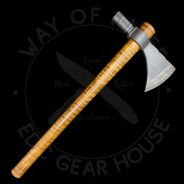 Walk By Faith TTT Curly Hickory Custom Tomahawk 4140 Steel Head (Approx 4in Cutting Edge)