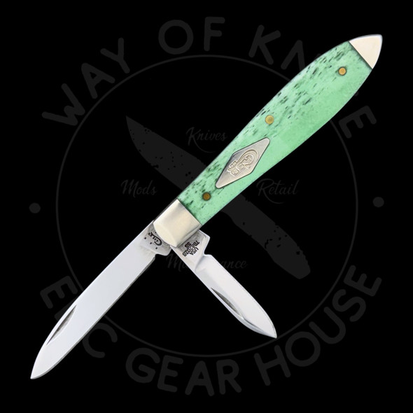 *Pre Owned* Case Cutlery Teardrop Jack Folding Knife Emerald Green Bone TB62028 (2.2" Polished SS)