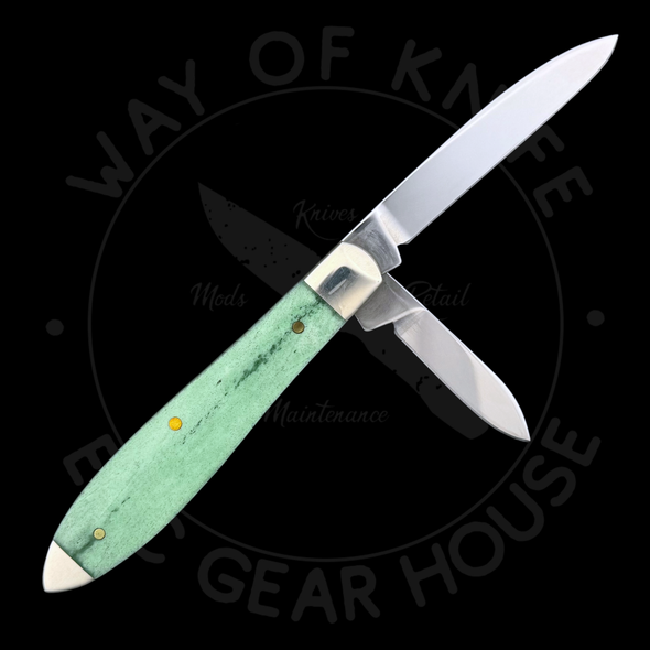 *Pre Owned* Case Cutlery Teardrop Jack Folding Knife Emerald Green Bone TB62028 (2.2" Polished SS)