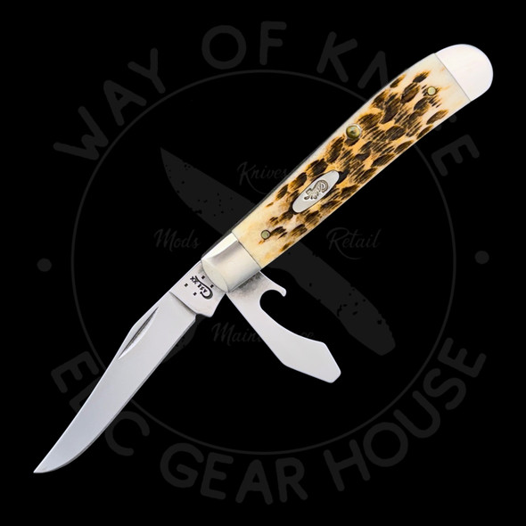 *Pre Owned* Case Cutlery Mini Trapper Amber Jigged Handle 6207 (2.25" Polished SS)