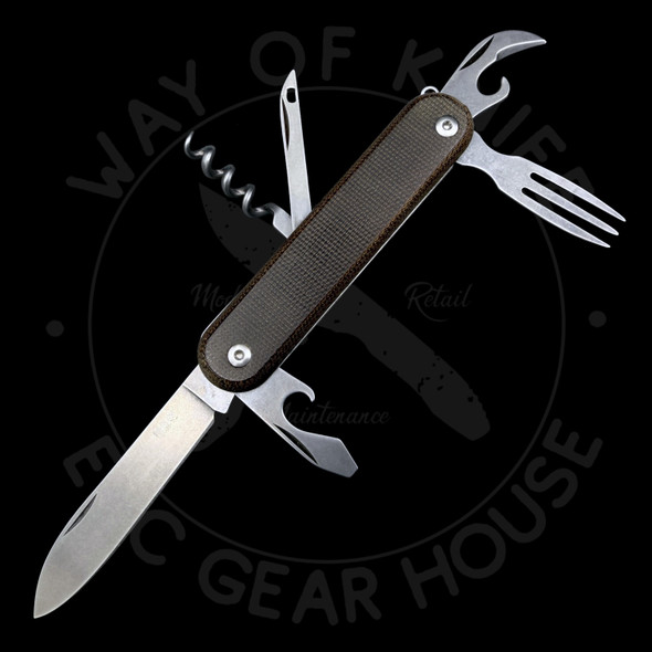 *Pre Owned* MKM Malga 5 MagnaCut Multi-Tool Pocket Knife Green Micarta (5-in-1)