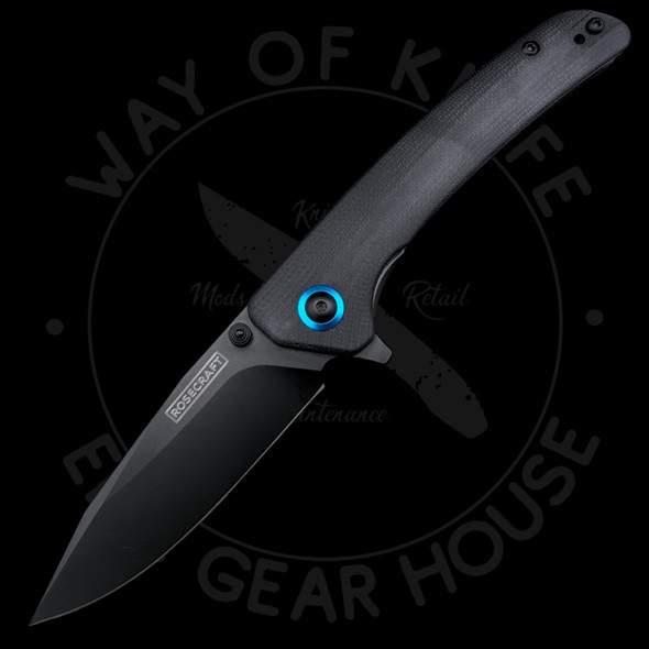 *Pre Owned* RoseCraft Blades Tarakona Liner Lock Black PVD Clip Point (3.2" RPM9)