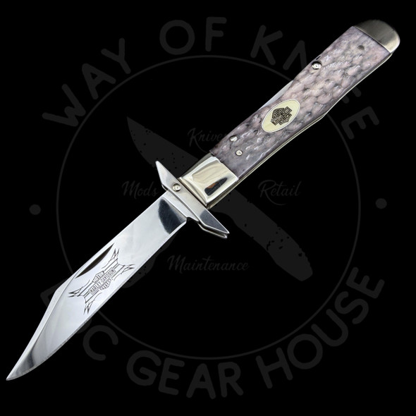 *Pre Owned* Case Cutlery XX Harley Davidson Gray Bone Cheetah Folding Pocket Knife 52137