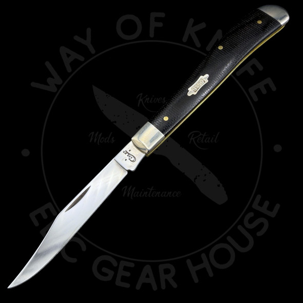 *Pre Owned* Case Black Canvas Laminate Slimline Trapper 4.125" Closed (101048 SS), Slipjoint (non-locking) - 23135