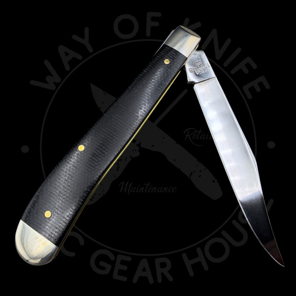 *Pre Owned* Case Black Canvas Laminate Slimline Trapper 4.125" Closed (101048 SS), Slipjoint (non-locking) - 23135