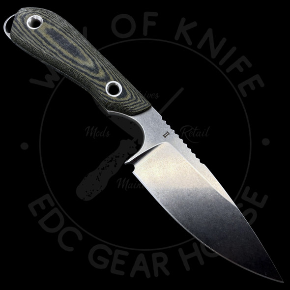 *BLEM* White River Knife & Tool Model 1 Caper MagnaCut (3in Stonewashed) Black/OD Linen Micarta