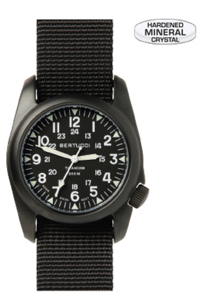 Bertucci A-2T Vintage Black Titanium Mens Field Watch 12027