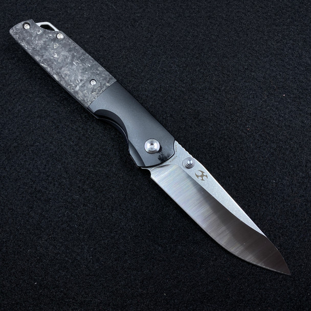 Kansept Knives Warrior Frame Lock Knife Left Hand CF/Ti (3.46" Satin)