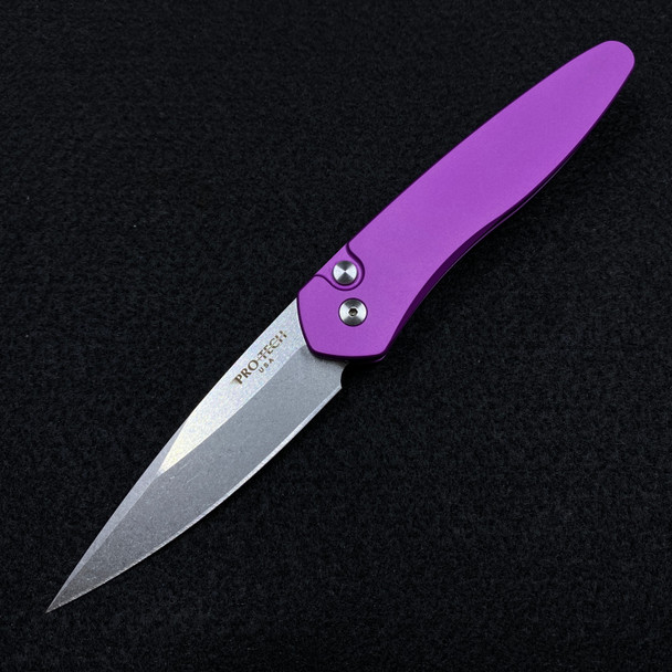 Pro-Tech Newport Stonewash Blade Purple Handle Auto