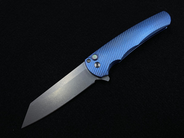 Pro-Tech Malibu Reverse Tanto Plunge Lock Flipper Knife Blue Titanium (3.3" SW)