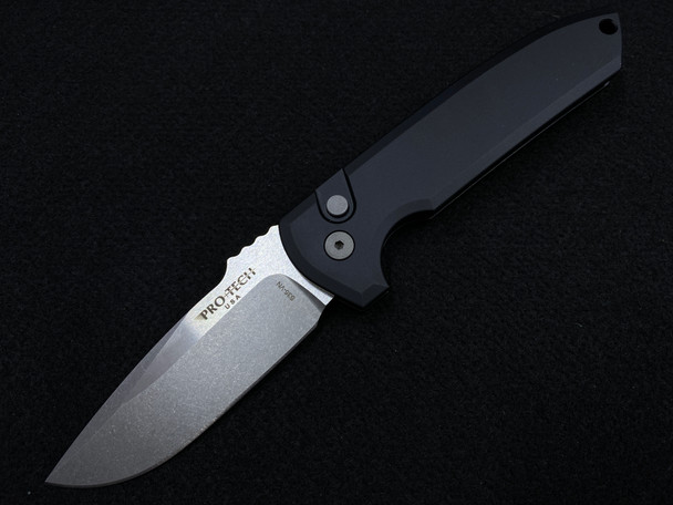 Pro-Tech Les George Rockeye Automatic Knife Smooth Black (3.4" Stonewash)
