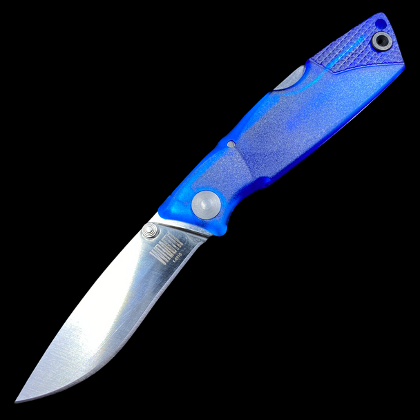 Ontario OKC Ice Series Glacier Wraith Lightweight Folding Knife 2.6" Satin Plain Blade, Clear Blue Plastic Handles