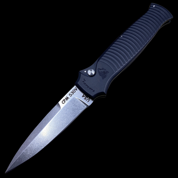 Piranha Bodyguard Automatic Knife Black (3.3" Stonewash)