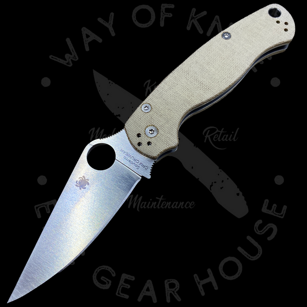 Spyderco Paramilitary 2 CruWear Brown Canvas Micarta (Satin Plain 3.47")