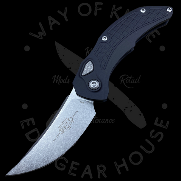 Microtech Brachial Automatic Knife Black Aluminum (3.25" Stonewash)