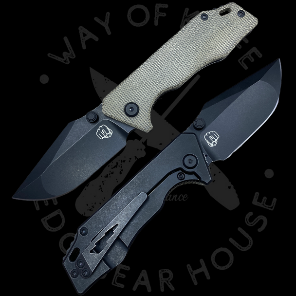 *Pre Owned* Something Obscene Company Mini J-Cape Blackout Ti Green Micarta (Exclusive)