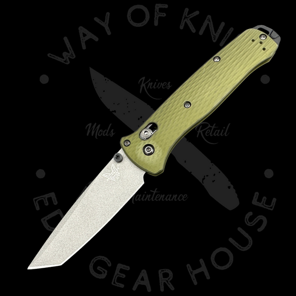 Benchmade Bailout AXIS Lock Knife Green Aluminum (3.4" Gray M4)
