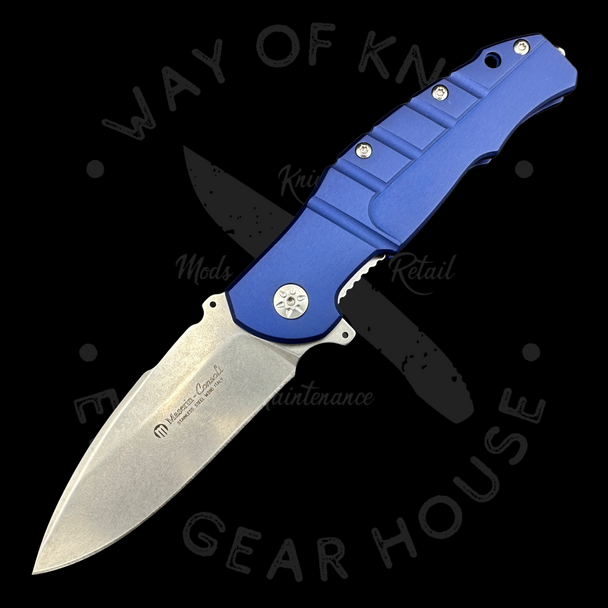 *Pre Owned* Maserin Sergio Consoli Pitbull Linerlock Blue Aluminum M390 (3.4" Stonewash)