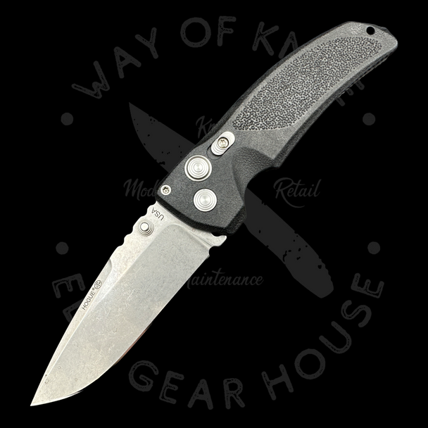 *Pre Owned* Hogue Knives EX-01 Drop Point Folding Knife Black G-10 (3.5" Stonewash)