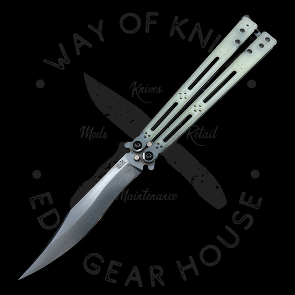 *Pre Owned* Hom Design Ghost Basilisk-R Balisong Knife Natural G-10 (4.6" Black)