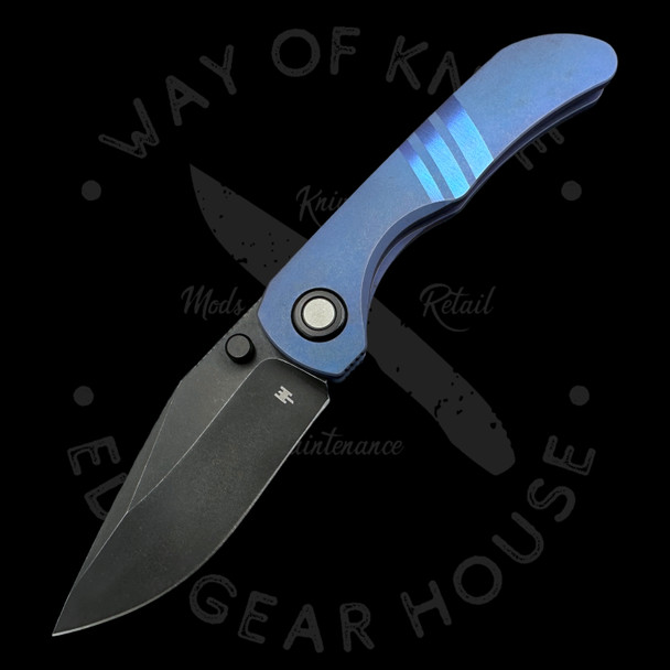 Wehr Knives Wolf-P Titanium Folding Knife Blue Satin Stripe & Antique (3.0in M390)