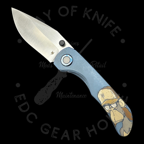 Wehr Knives Wolf-P Titanium Folding Knife Monkey Man w/ Zircuti Accents (3.0in M390)