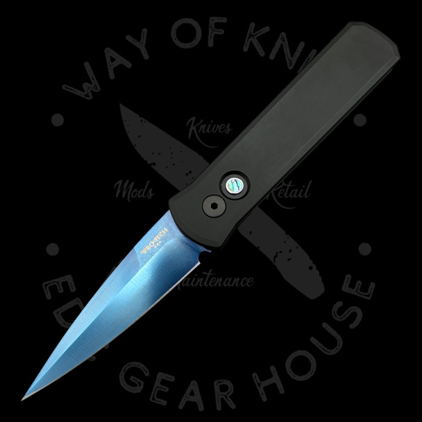 Pro-Tech Godson Automatic Knife Tactical Black Aluminum (3.1" Sapphire 154)