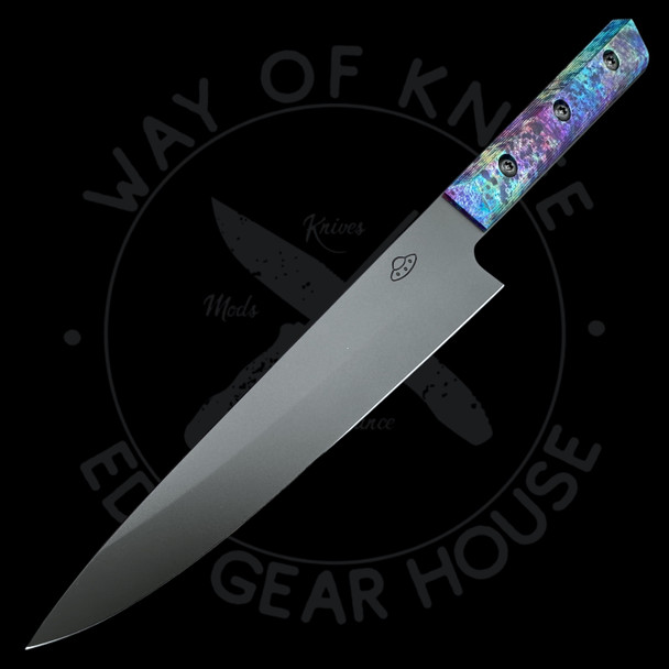 Vandal Blades Custom Series Petty Knife S/N #29 - Anodized Alum Handles Rainbow Splatter ( 7" Black Cerakote)