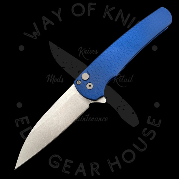 Pro-Tech Malibu Flipper Blue Dragon Scale Aluminum  (3.25" DLC MagnaCut Wharncliffe)