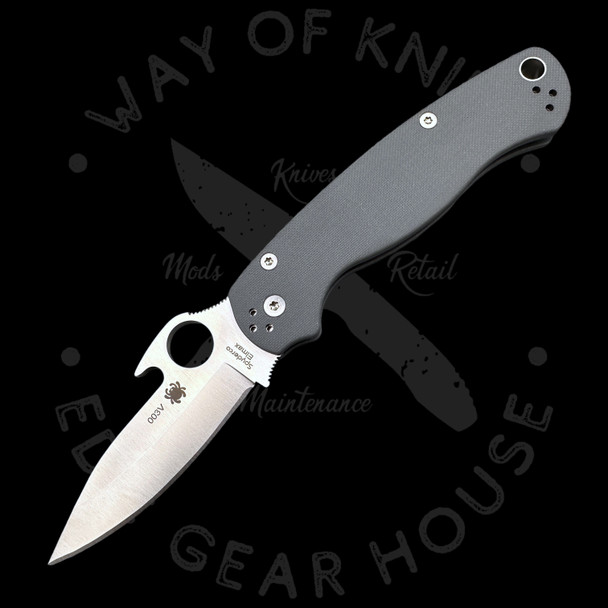 *Pre Owned* 003 Spyderco Paramilitary 2 Gray G-10 Emerson Opener Elmax  (3.45" Satin) C81GPGYW2