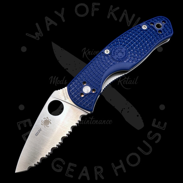 *Pre Owned* 003 Spyderco Persistence Blue FRN Serrated S35VN (2.75" Satin) C136SBL