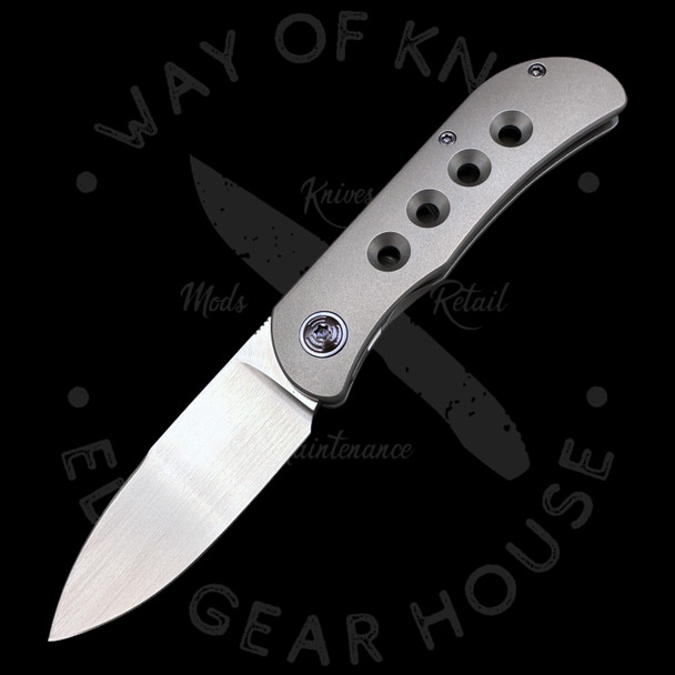 Trevor Burger Custom EXK CFL Smooth Speedhole Titanium Frame Purple Ti Hardware Elmax Drop Point (2.75" Hand Rubbed Satin) )