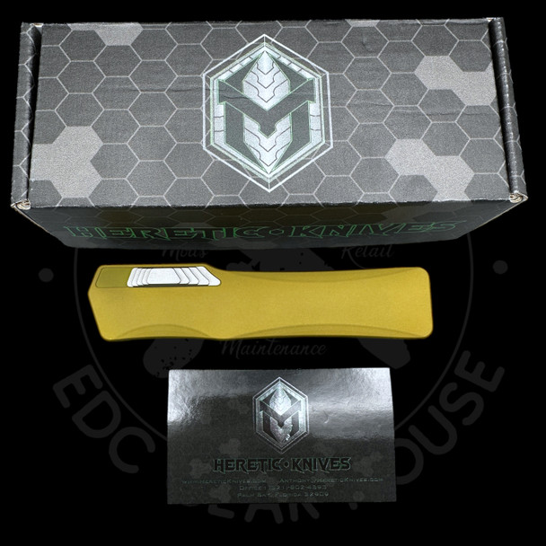 *Pre Owned* Heretic Knives Green Cleric Clip Point Automatic OTF D/A Knife (3.5in Stonewashed Plain CPM-154) HTK-H014-2A-GR