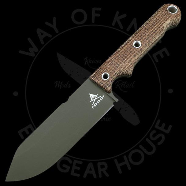 White River Custom Firecraft 5 Burlap Micarta Handles (5in Cerakote) CPM 3V