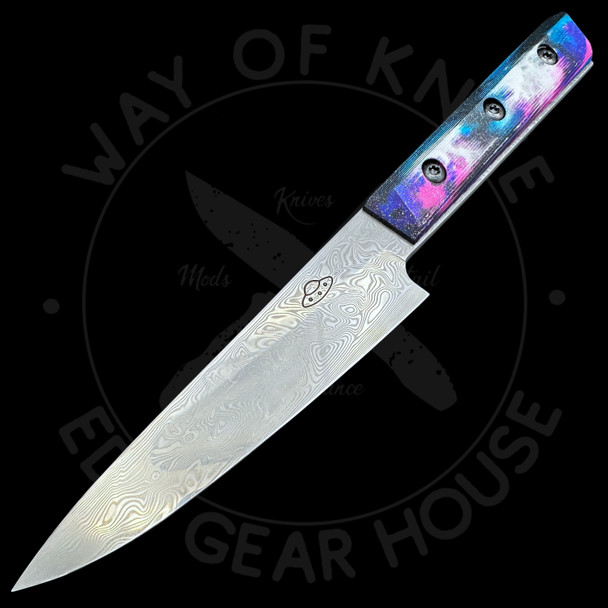 Vandal Blades Custom Series Petty Knife - OG Galaxy Aluminum Handles Damasteel Blade