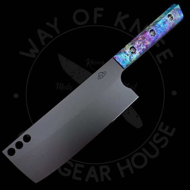 Vandal Blades Custom Series Nakiri Knife #45 Nebula Anodized Handles (6in Black Cerakoted AEBL)