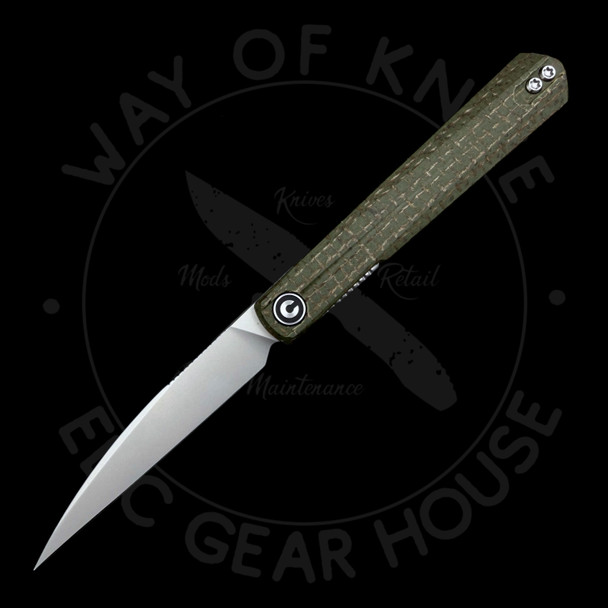 *Pre Owned* Civivi Clavi Front Flipper Green Micarta Nitro-V (3.06" Stonewash)