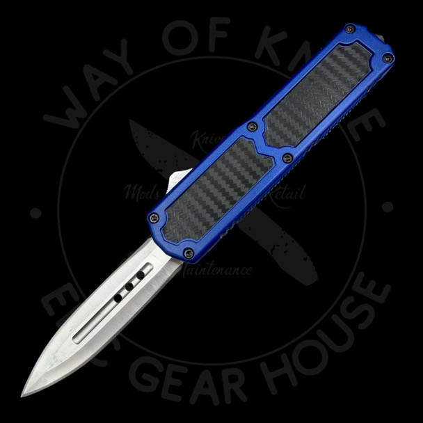 *Pre Owned* Titan OTF Blue Aluminum CF/Laminate Inlay D/E 440C (3.5" Satin)