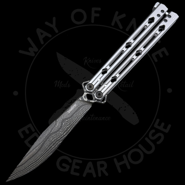 Kershaw Lucha Balisong Butterfly Knife Gray Stainless (4.5" Damascus) 5150DAM