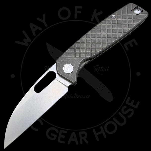 Asher Knives Spiro Crosshatch Milled Titanium (3.2in Stonewashed) M390
