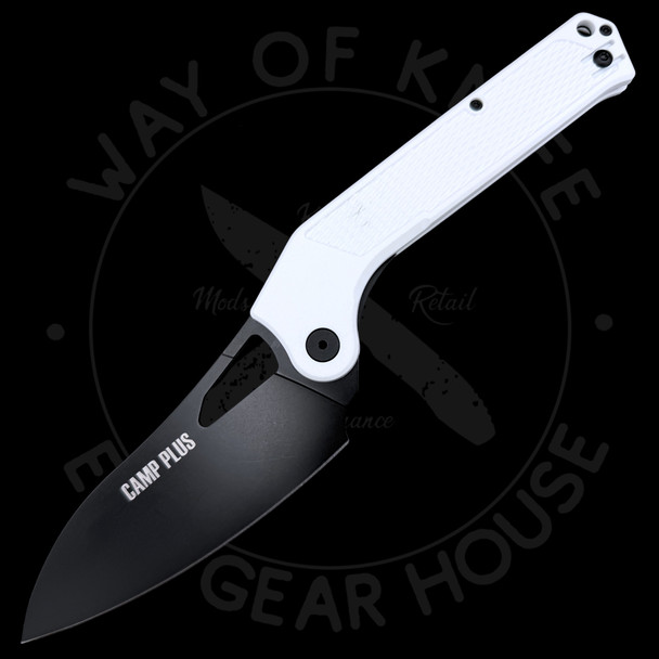 Ontario Camp Plus EDC Folding Knife White GFN Handle Black Cleaver Blade CP ON4320GREYTC